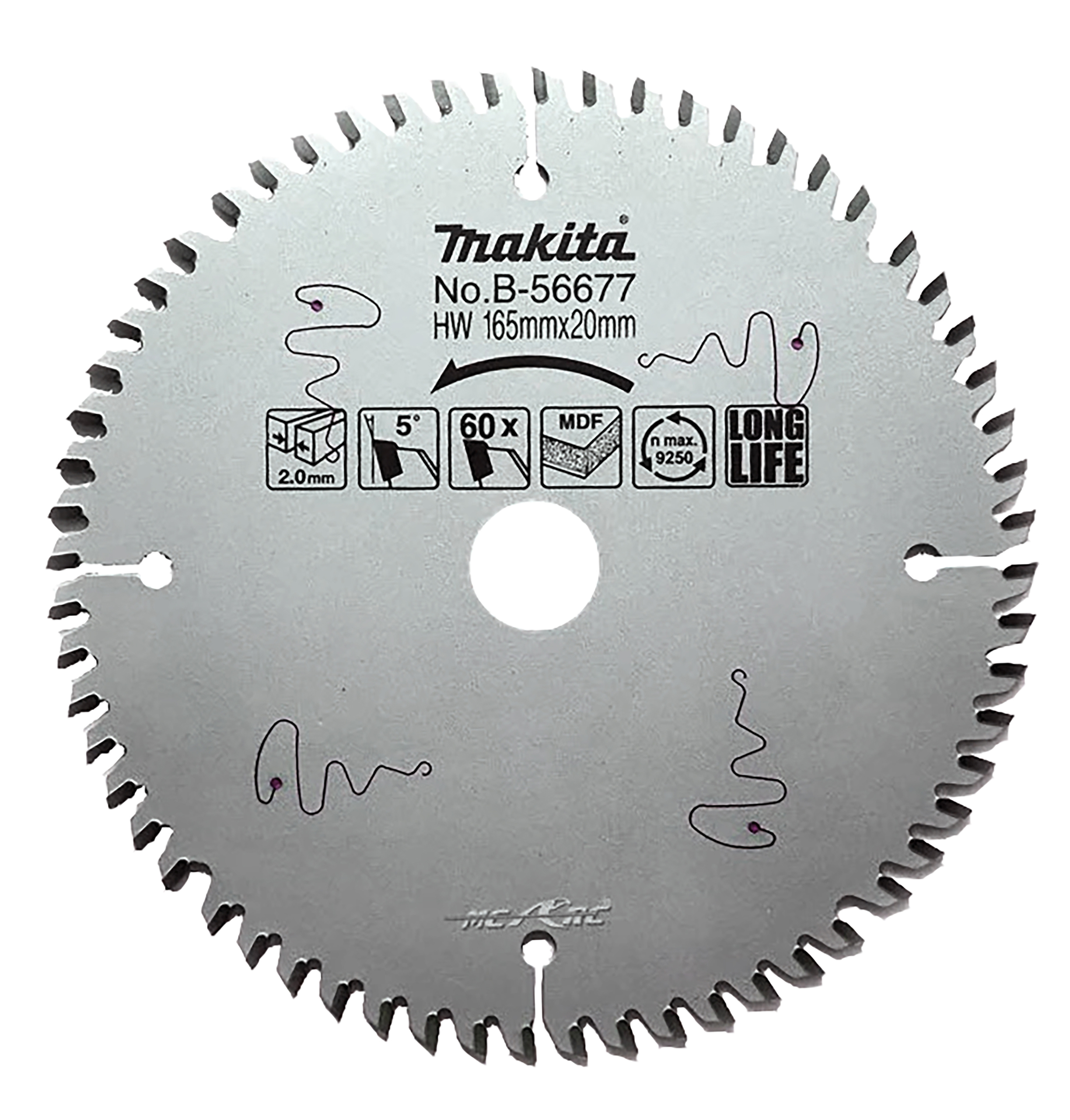 Circular Saw Blade, Specialized T.C.T. 165 x 20 mm, 60 T, MDF / Laminate | B-56677
