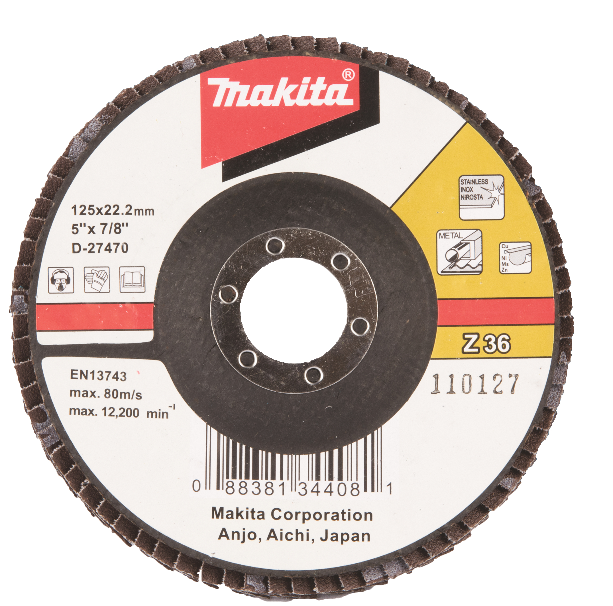 Flap disc 22.23 x 125mm, Z36 | D-27470