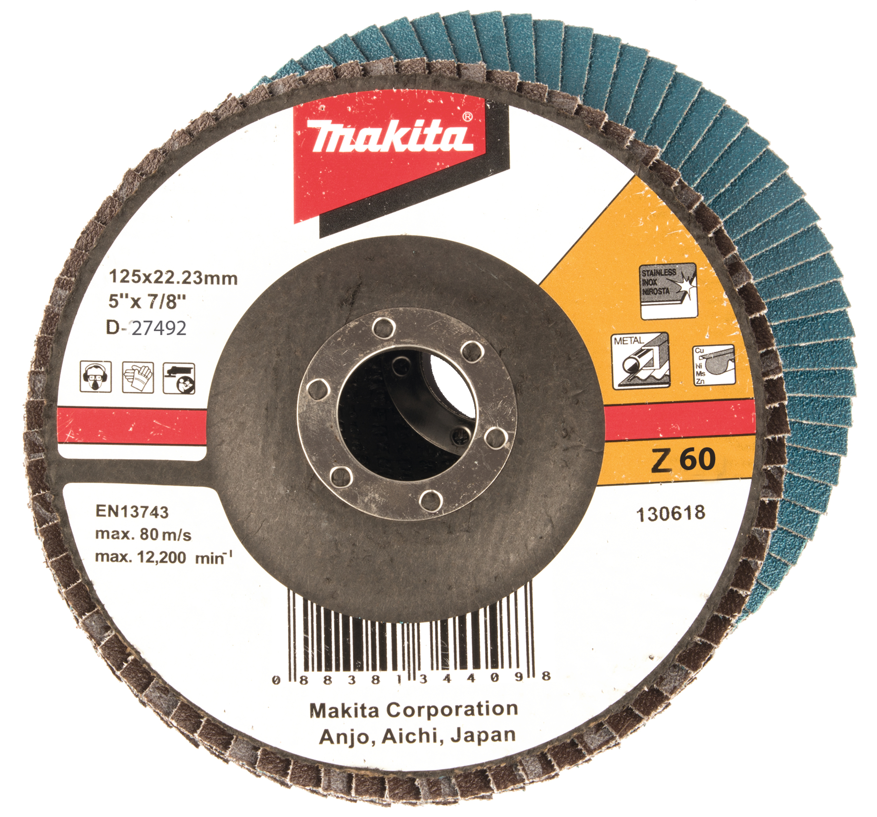 Flap disc 22.23 x 125mm, Z60 | D-27492